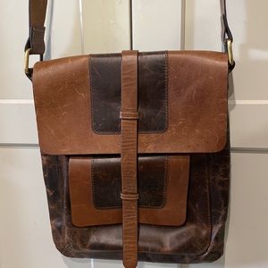 Brown leather cross body purse
